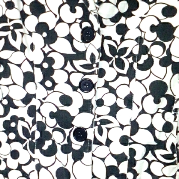 White black floral print fitted blazer jacket - Picture 2 of 5